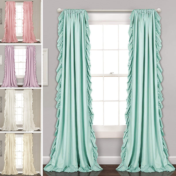 Ruffle Curtain Rod Pocket Thermal Insulated Blackout Window Curtains Panels for Living Room, Dining Room, Bedroom