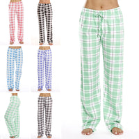 Rigidemand Women's Casual Plaid Printed Loose Pajama Bottoms Trousers Sleepwear Homewear