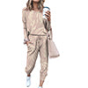 Rigidemand Womens Tie-Dye Pajamas Set Loungewear Homewear Long Sleeve Tops + Pants Trousers
