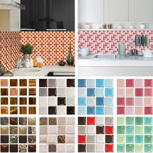 Rigidemand Kitchen Tile Stickers Bathroom 3D Mosaic Self-Adhesive Wall Cover Decal Sticker